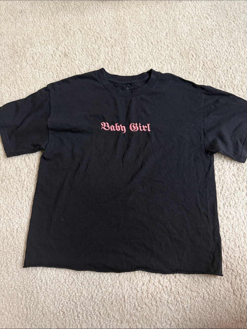 J Galt Black "Baby Girl" Graphic Tee - Pink Script